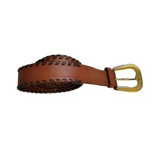 Lauren Ralph Lauren Men’s Brown Whipstitched Leather Belt Size 38 Casual Western